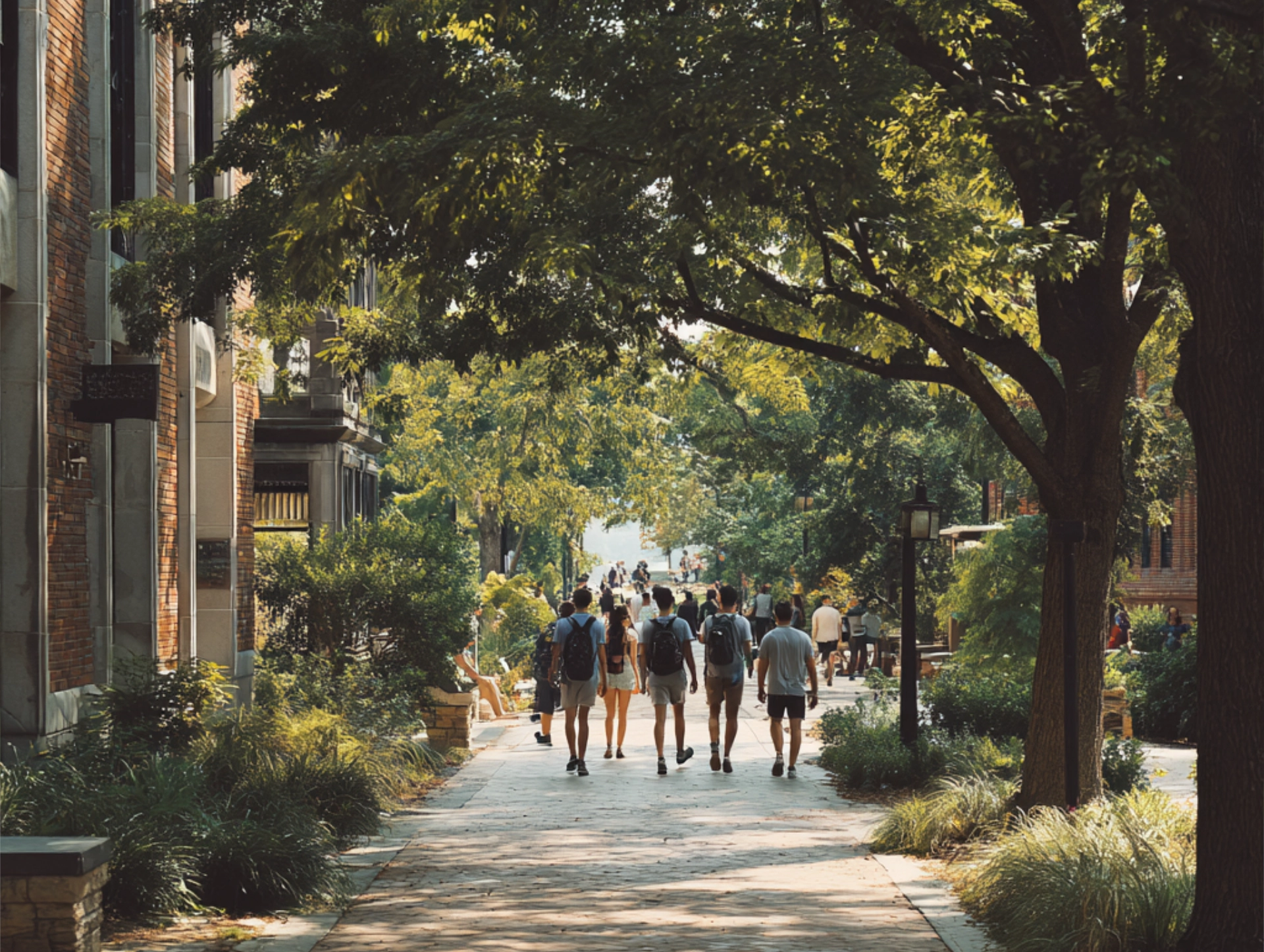 Students in a univrsity campus